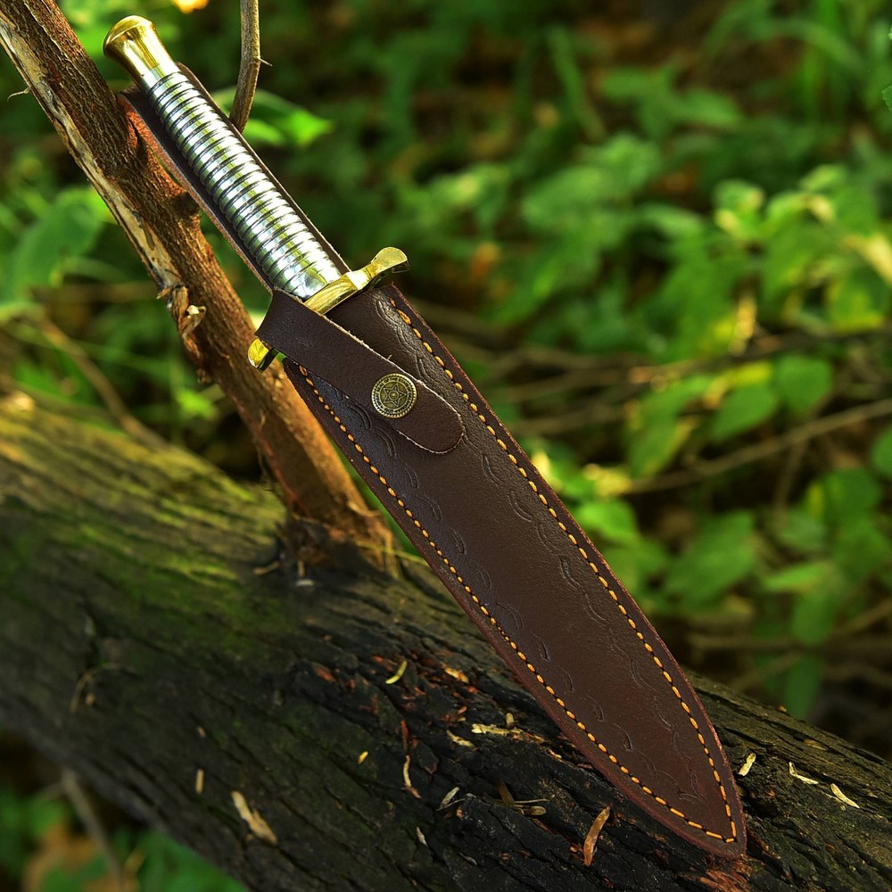 Classic Double Edged Fixed Blade Dagger Historic Fighting Knife With Brass Guard
