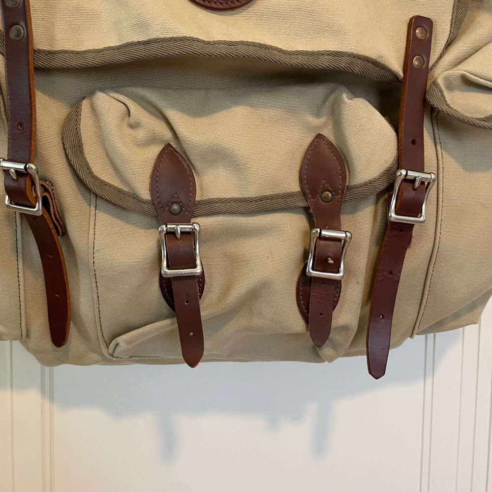 Duluth Pack Wanderer Backpack Khaki Canvas Leather Rucksack