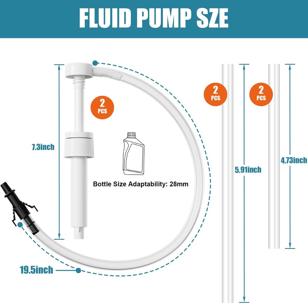 Fluid Pump for Standard Quart Bottles - 2Pack-28mm 8cc Per Pump Stroke，transm...