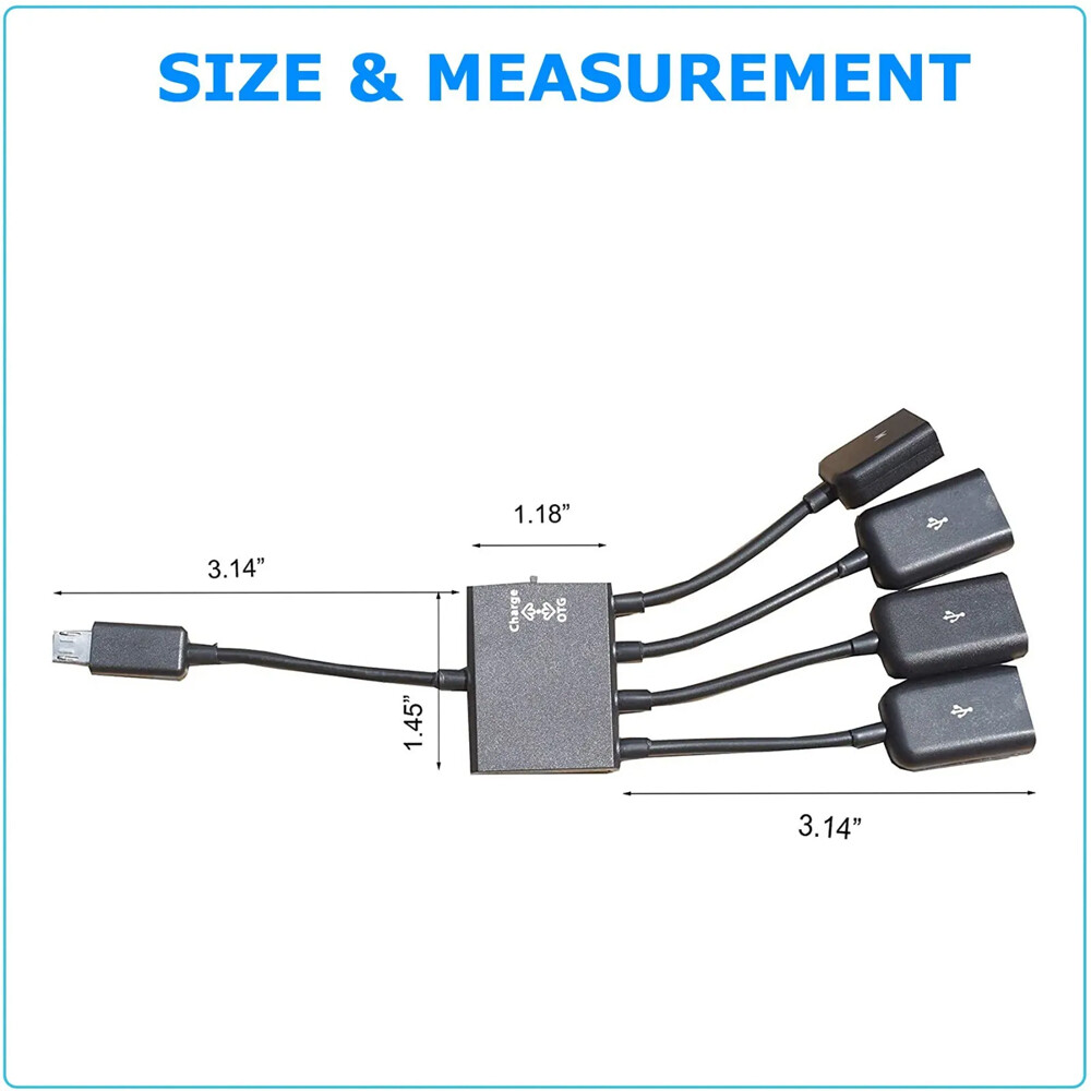 4PC Micro USB Charging OTG Hub Splitter Cable for Phone Android Tablet 4 In 1