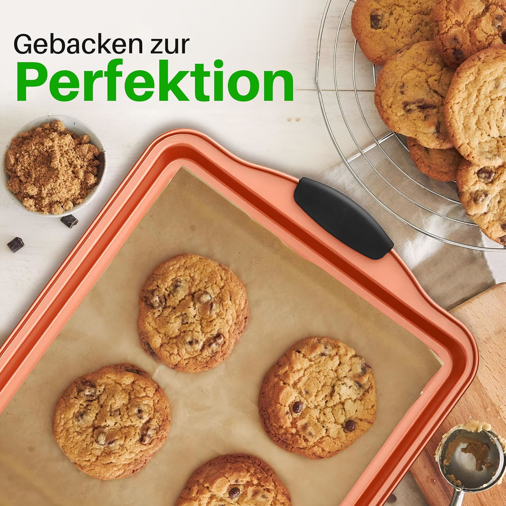 Stackable Baking Pans Set - 5-Piece Cookie Sheets & Roasting Pan with Lid