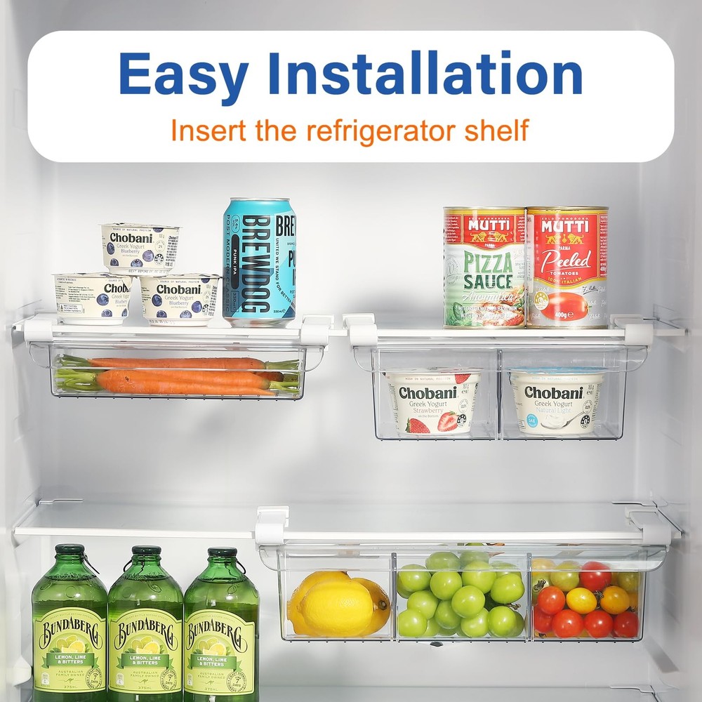 Bronkeeper PullOut Fridge Drawer Organizer Under Shelf Storage Bins for Refr...