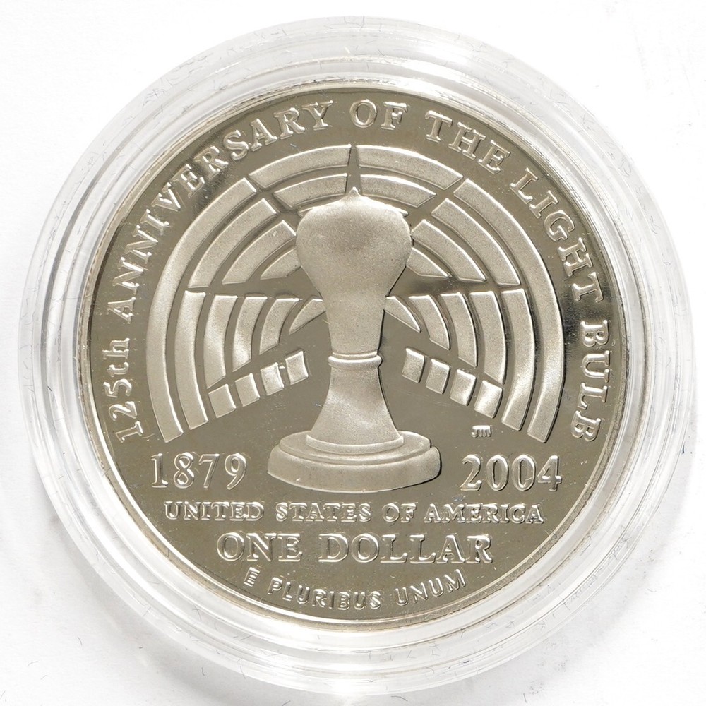 2004 P Thomas Alva Edison Commemorative Silver Dollar w/ Box & COA