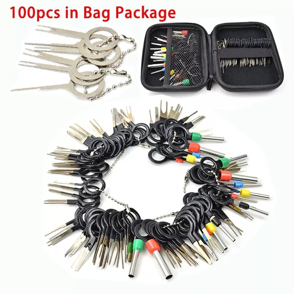 100Pc Pin Ejector Wire Extractor Terminal Auto Removal Puller Connector Kit Tool