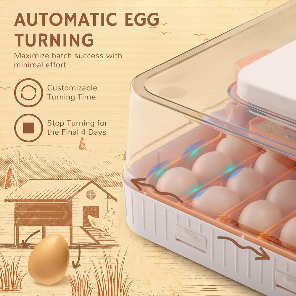 Nestasy Prohatch56 Automatic Egg Incubator with Temp Control & 56 Egg Capacity