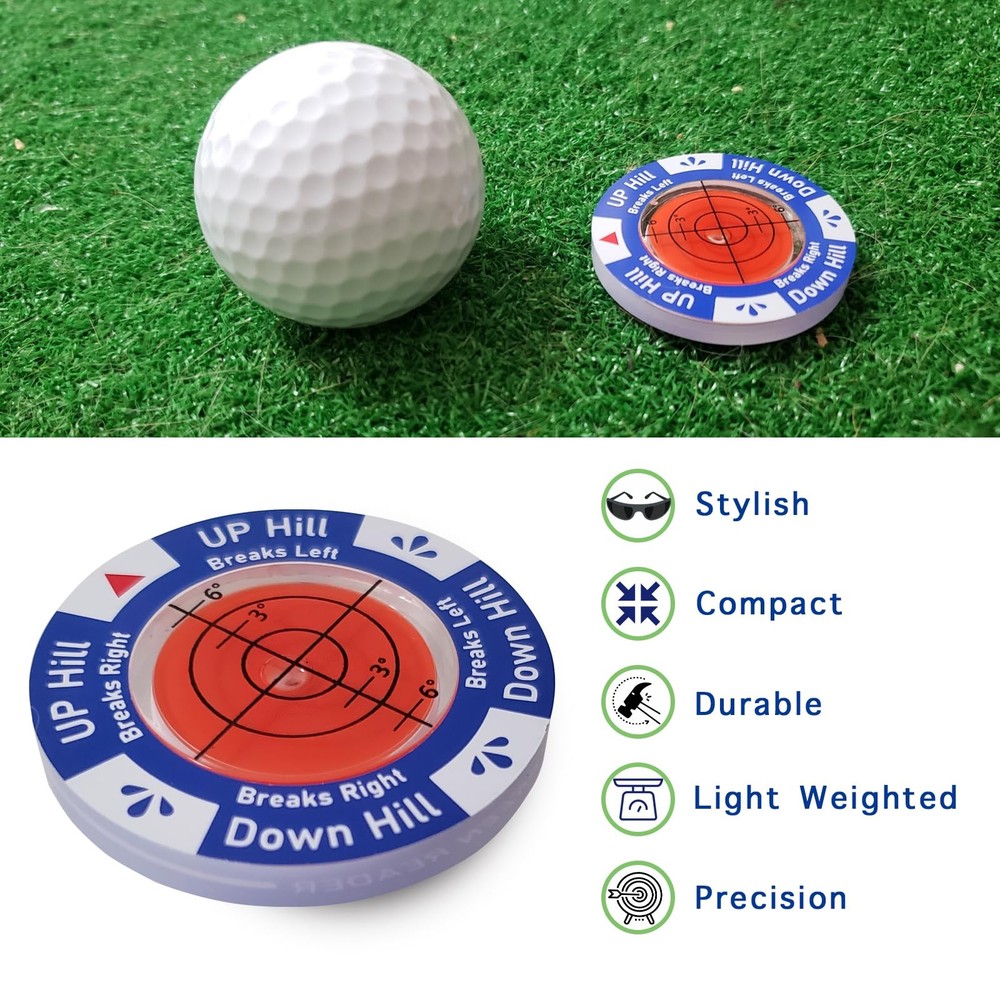 Golf Green Reader - Golf Ball Markers with Level Golf Accessories Golf Puttin...