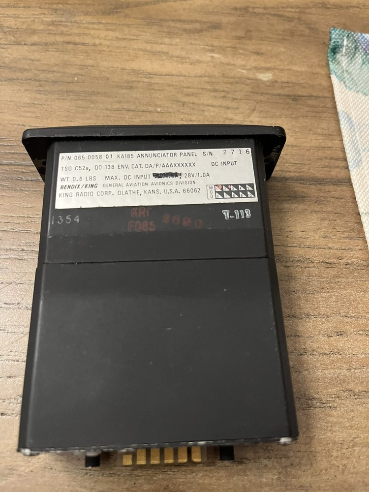 Bendix King KA185 Annunciator Panel pn: 065-0058-01