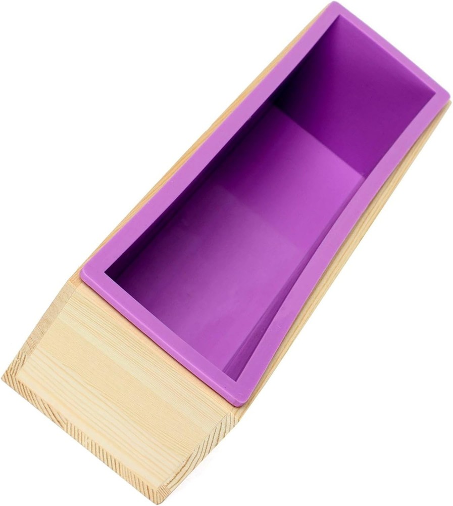 Molde rectangular de silicona de madera de 42 oz con ondas de acero inoxidable