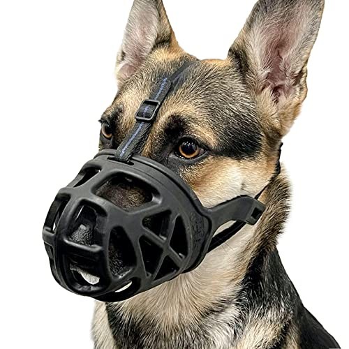 Dog Muzzle, Basket Muzzle for Biting, Chewing and Scavenging, Humane Black L