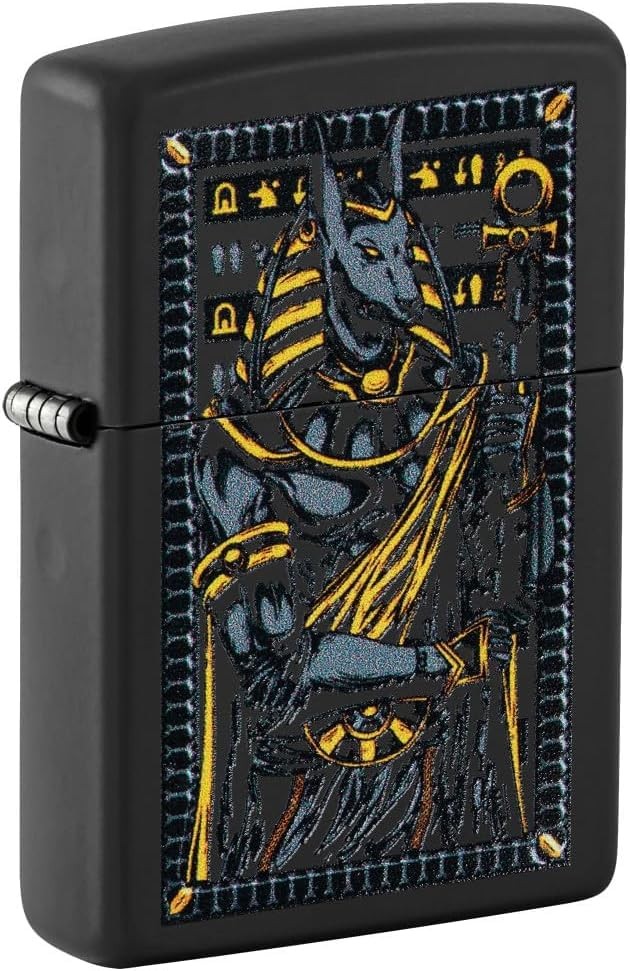 Zippo Lighter - Customized Message on Anubis Black Matte Pocket Lighter 46245
