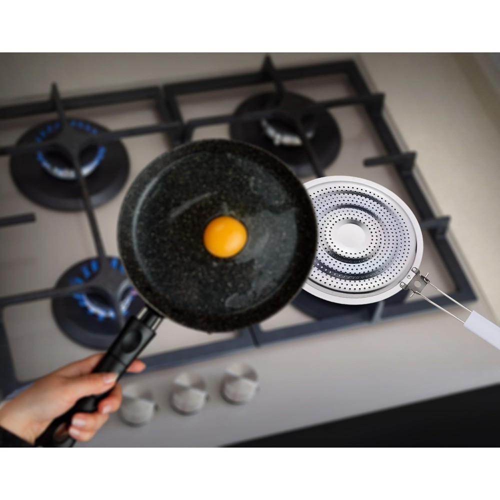 Heat Diffuser Reducer Flame Guard With Removable Handle, Stainless Steel, Dis...