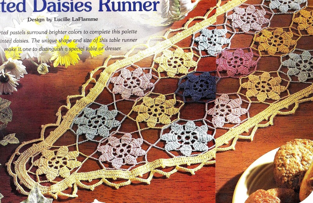SPRING Painted Daisies Runner Doily/Crochet Pattern INSTRUCTIONS ONLY
