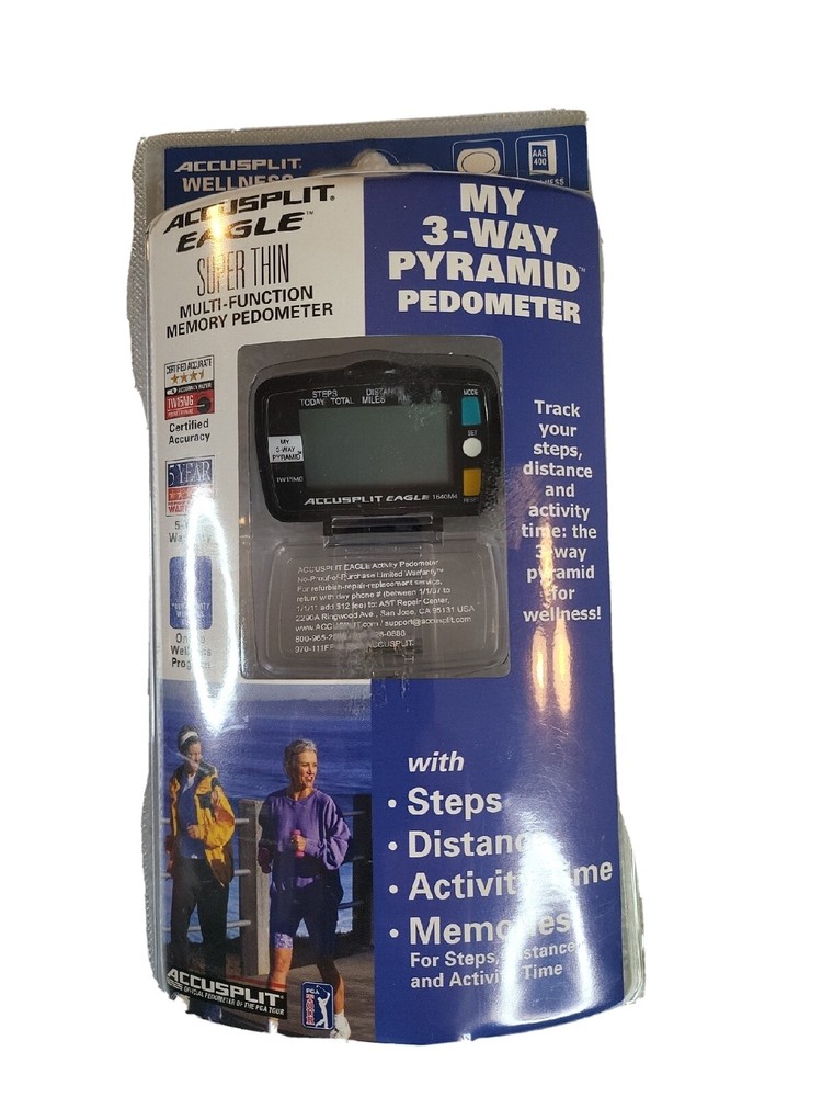 ACCUSPLIT Eagle Wellness Series Super Thin Step and Distance Pedometer A79