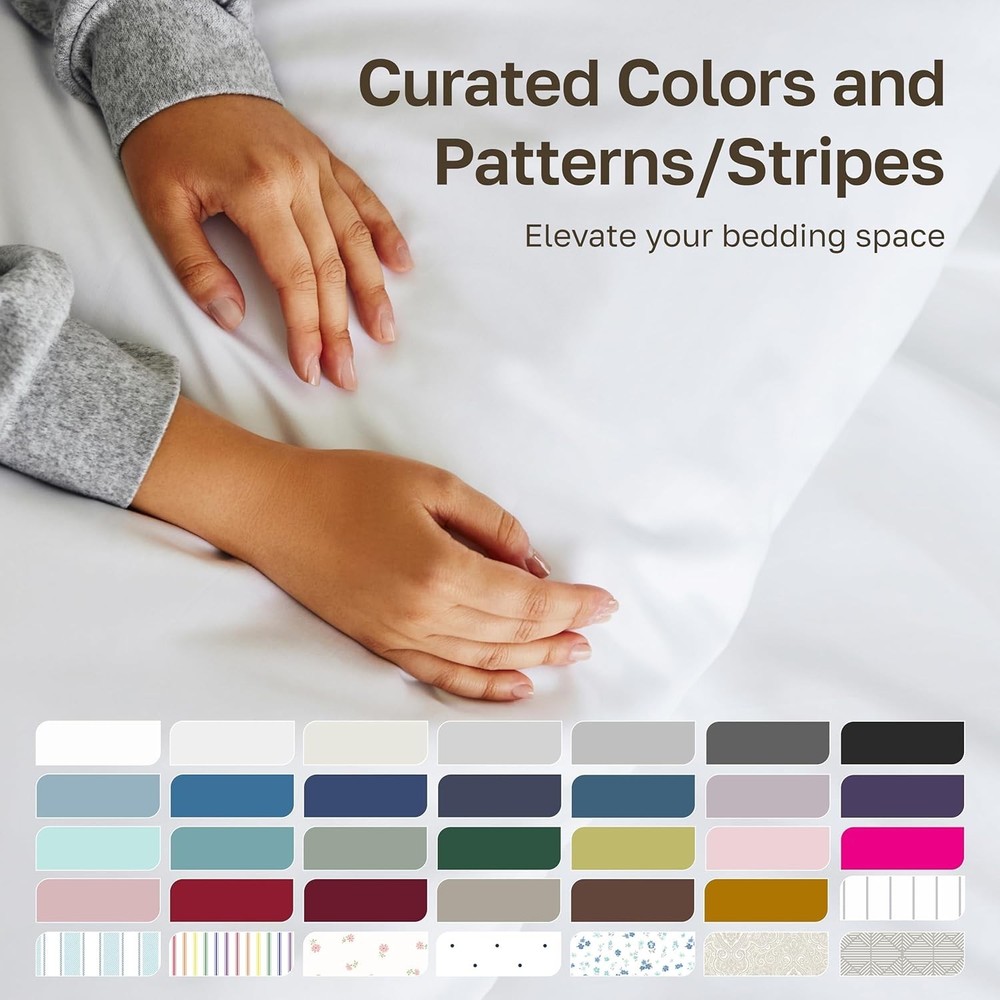 Natural 100% Cotton Sheets Queen Size Bed Set - Soft 400 Thread Count Sateen,...