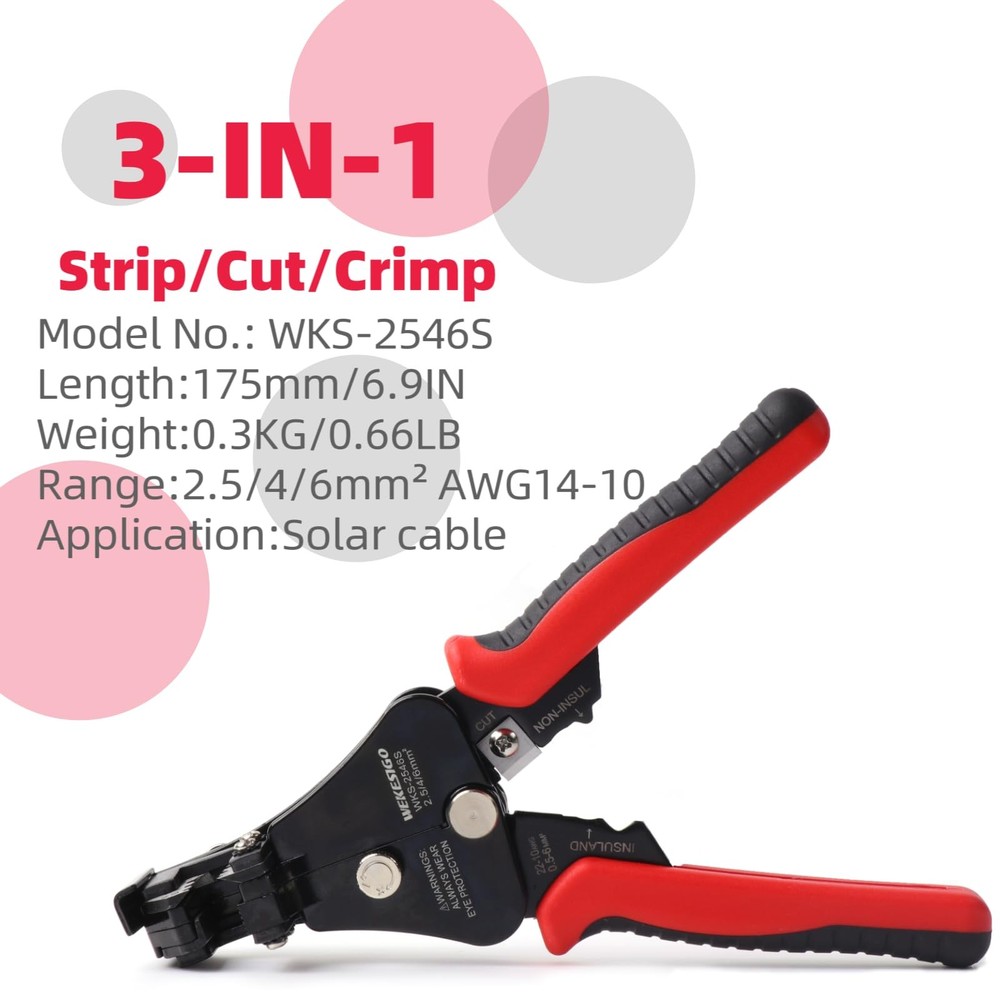 Automatic Solar Wire Solar Cable Stripper/Wire Cutter, 3 in 1 Adjustable Wire St