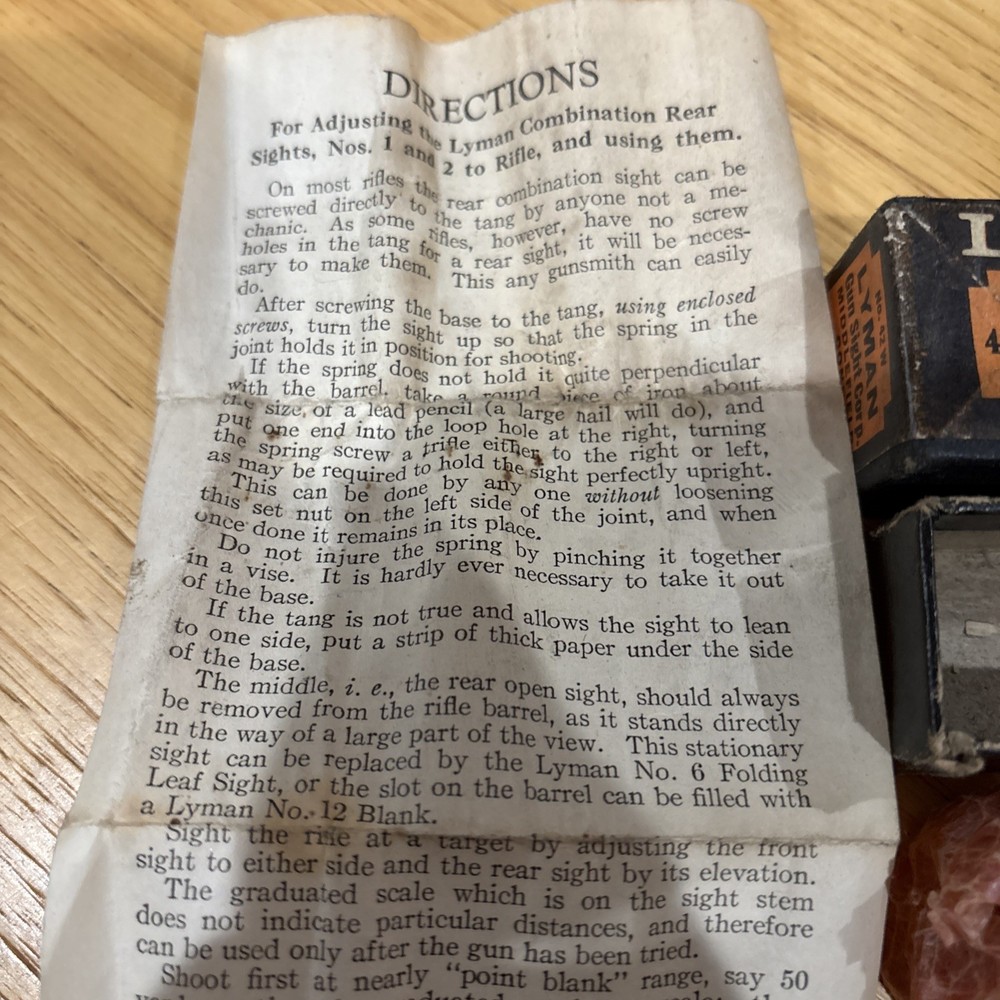 Lyman Model 42 W Sight Box Only & Instructions