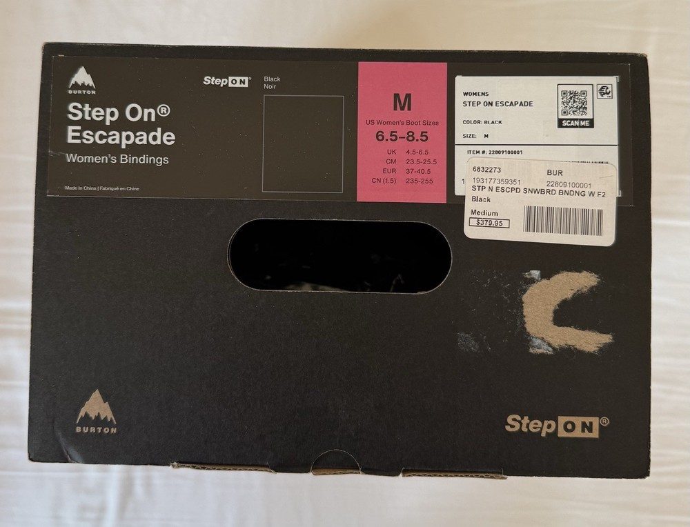 Burton Step On Escapade Black Bindings (Women’s Size: Medium)