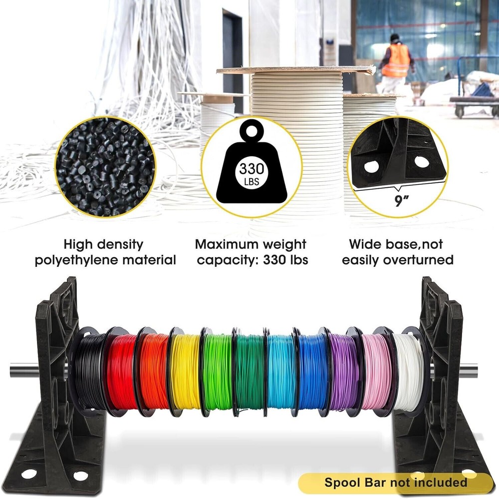 2x Cable Reel Dispenser Rack Wire Spool Caddy Holder Pull Spool Organizer Stands