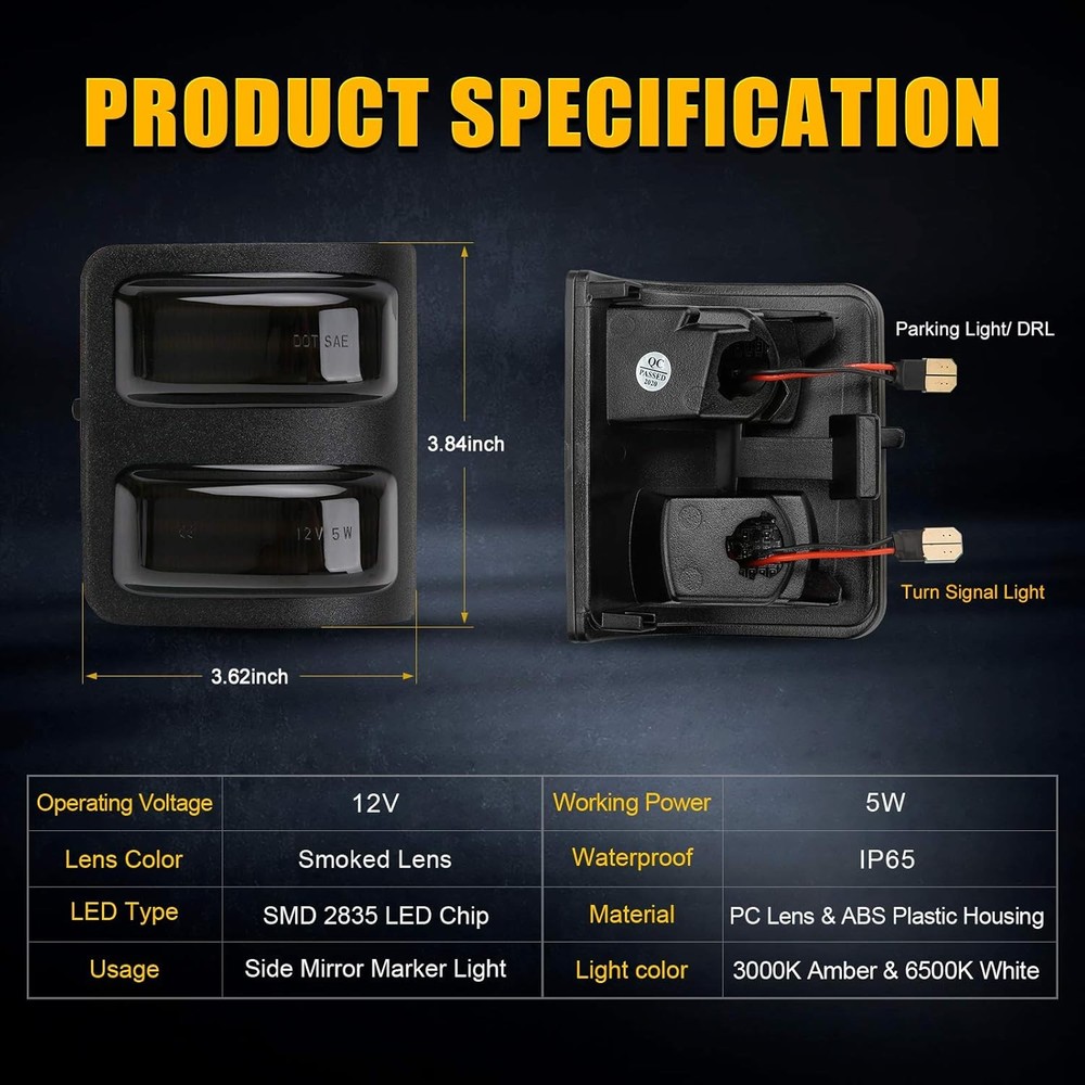 SUPAREE LED Sequential Switchback Side Mirror Marker Running & Turn Signal Light