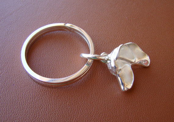 Sterling Silver German Shorthaired Pointer Large Head Key Ring