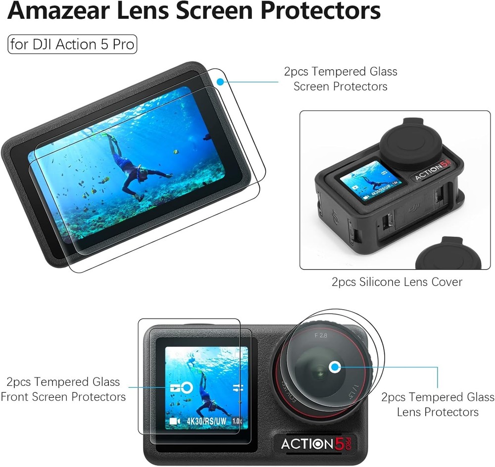 Lens Screen Protector for DJI Osmo Action 5 Pro Accessories Clear