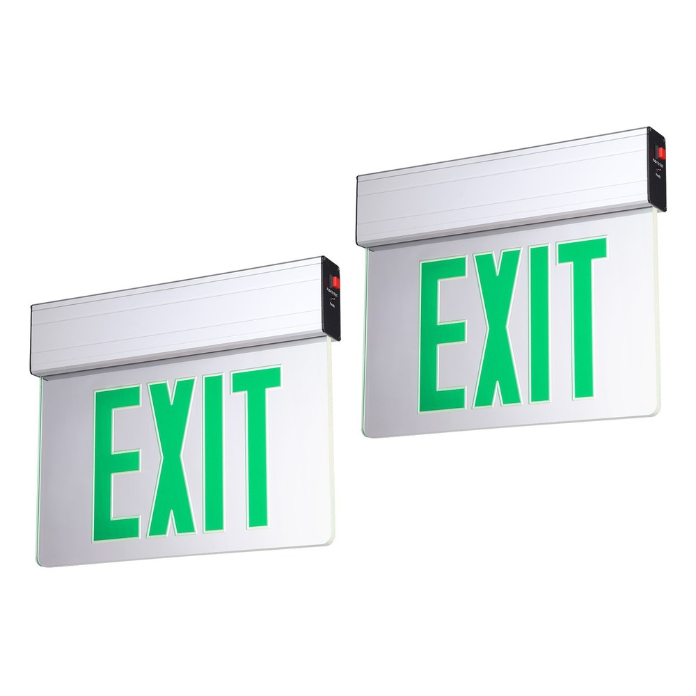 2 Pack LED Exit Sign, Aluminum Housing Acrylic Panel Emergency Light, Green