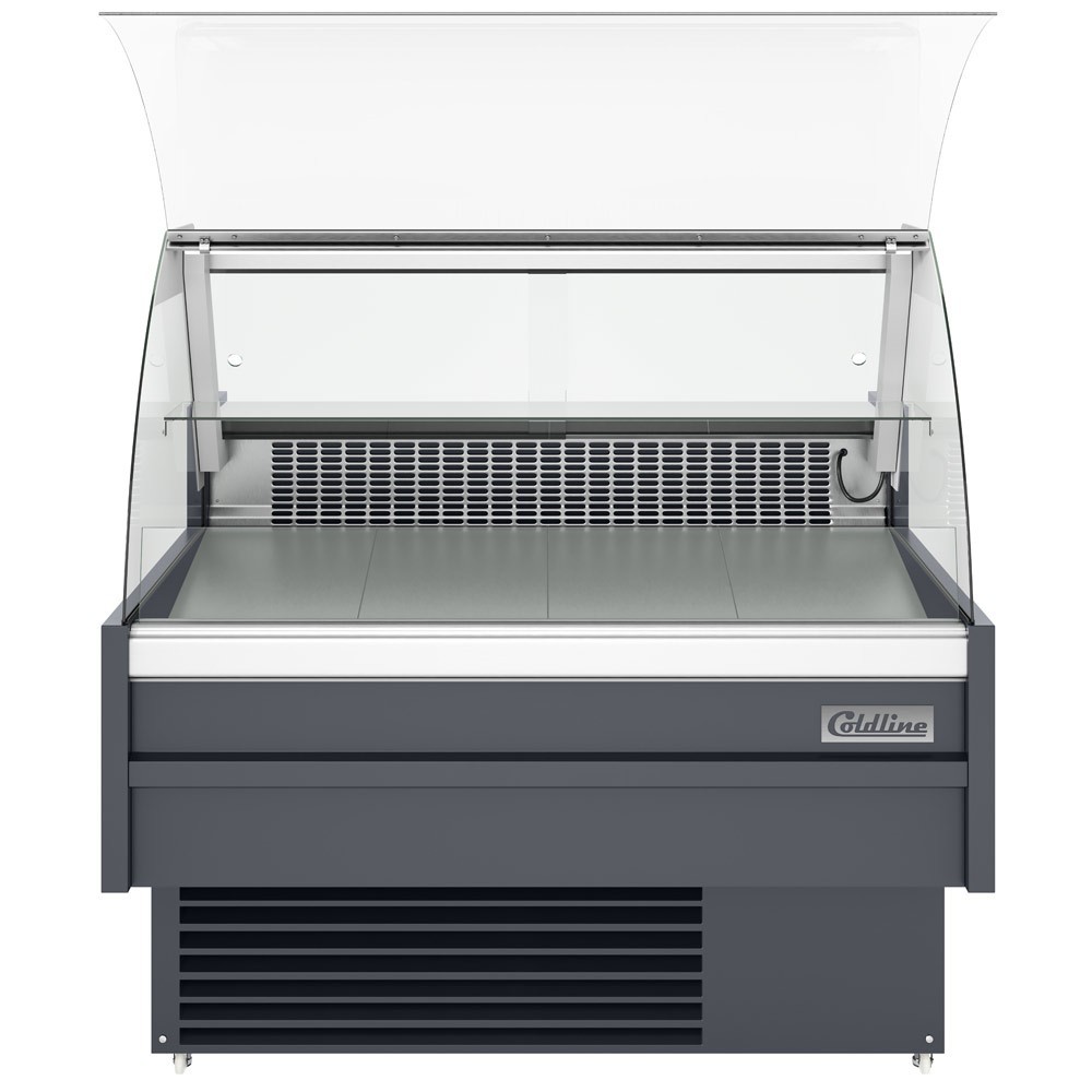 48" Curved glass deli case with refrigerated storage underneath