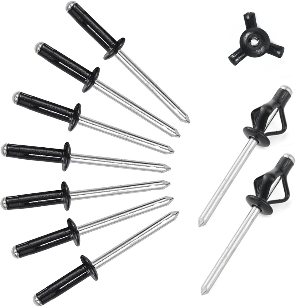 3/16" X 5/8" Tri-Fold Rivets Assortment - 60Pcs,Black Tri-Fold Exploding Pop Riv
