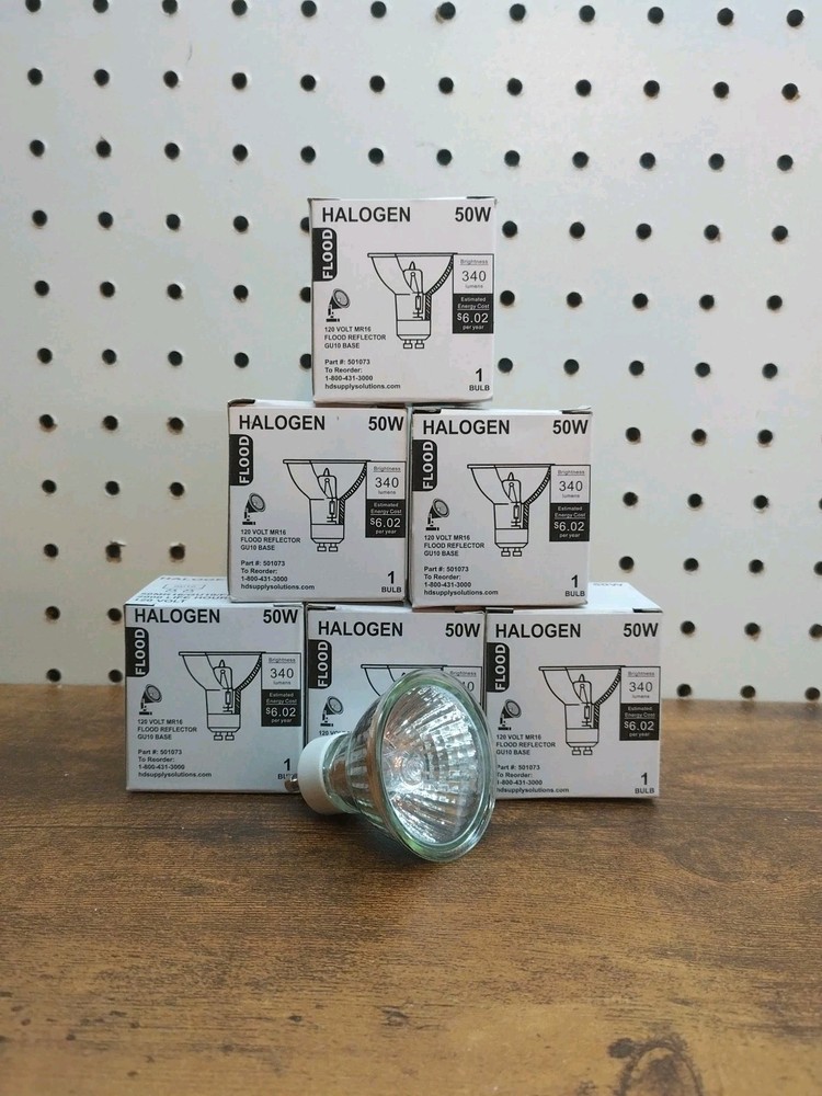 6 pack HD Supply 50w MR16 Flood Lamp GU10 38deg