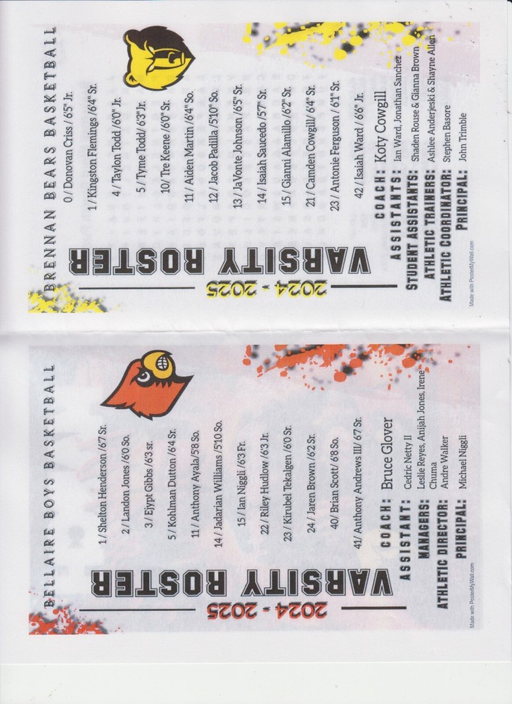 2025 6A BASKETBALL STATE SEMI-FINALS program BELLAIRE vs BRENNAN