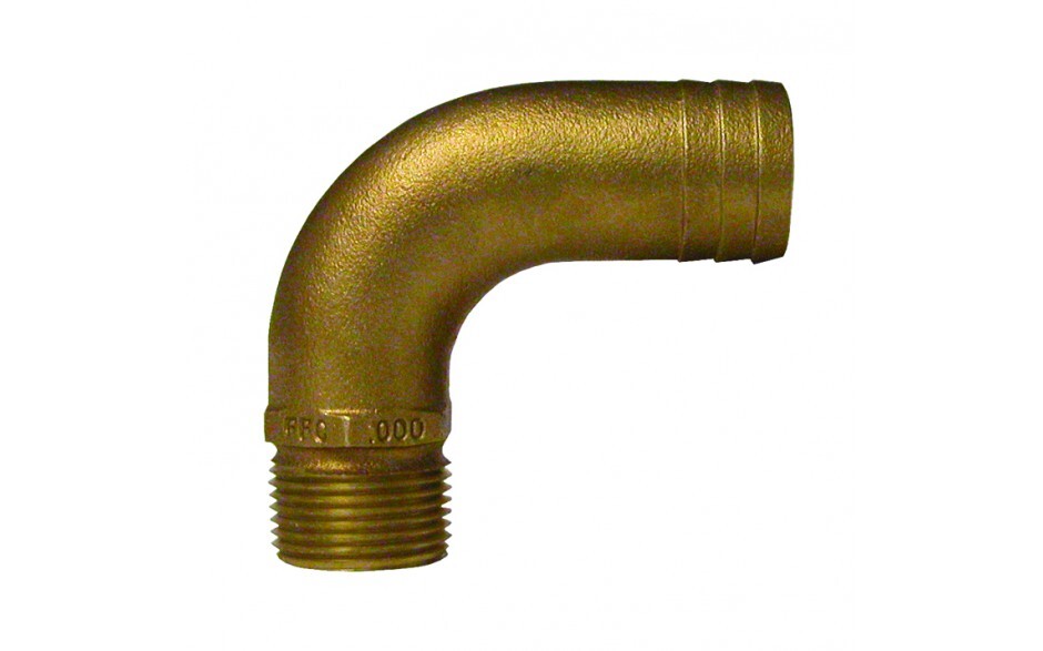 Groco 1/2" NPT Bronze Full Flow 90 Degree Pipe to Hose Fitting, FFC-500