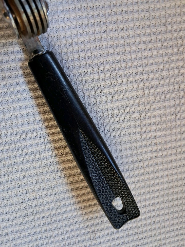 Vintage Ekco Metal Knife Sharpener Pull-Through Black Plastic Handle Great Shape