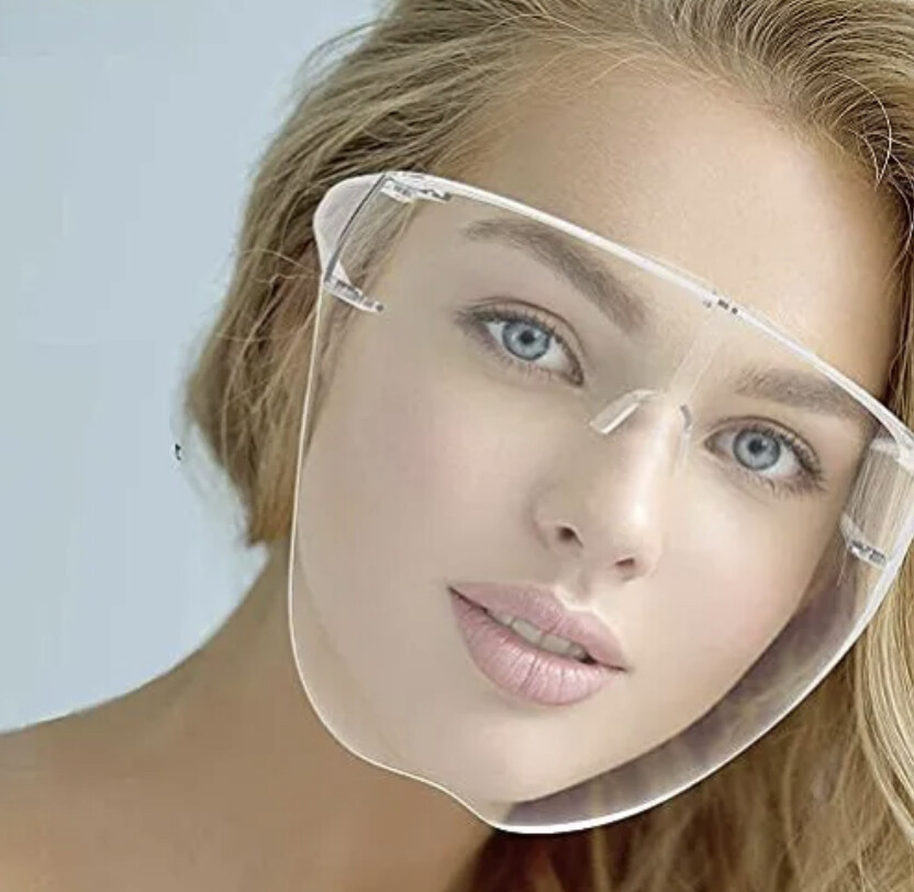 "FULL MASK" Shield Mirror GRADIENT Women OVERSIZED FULL FACE SHIELD CLEAR