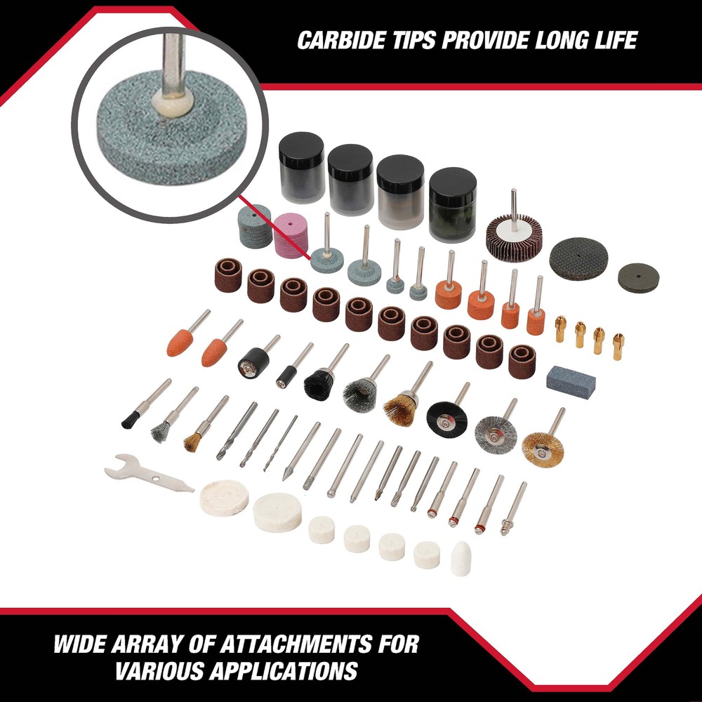 ROTARY TOOL ACCESSORY KIT 200-Piece Sanding Bands Felt Wheels Drill Bits w/Case