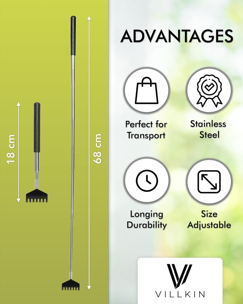 Back Scratcher (2 Pack) - Extendable Stainless Steel Scratching Tool for all