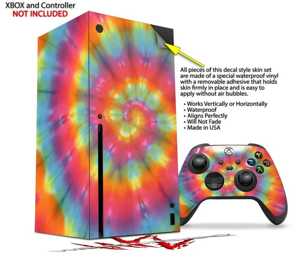 Skins XBOX Series X Console Controller Tie Dye Swirl 102