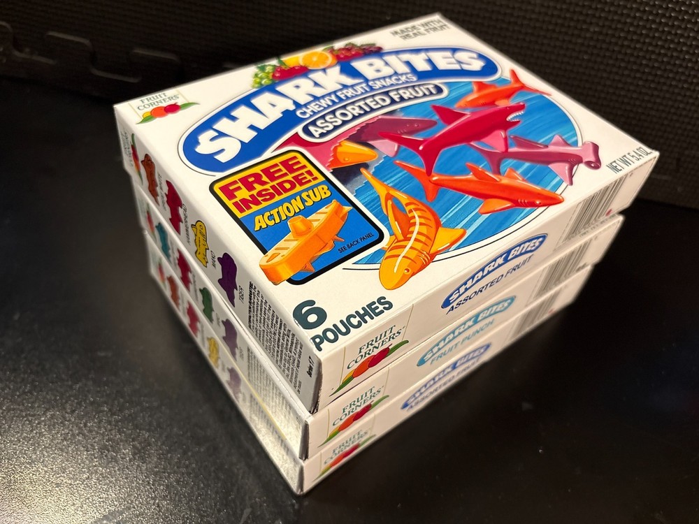 Shark Bites fruit snacks - 3 empty custom design display boxes