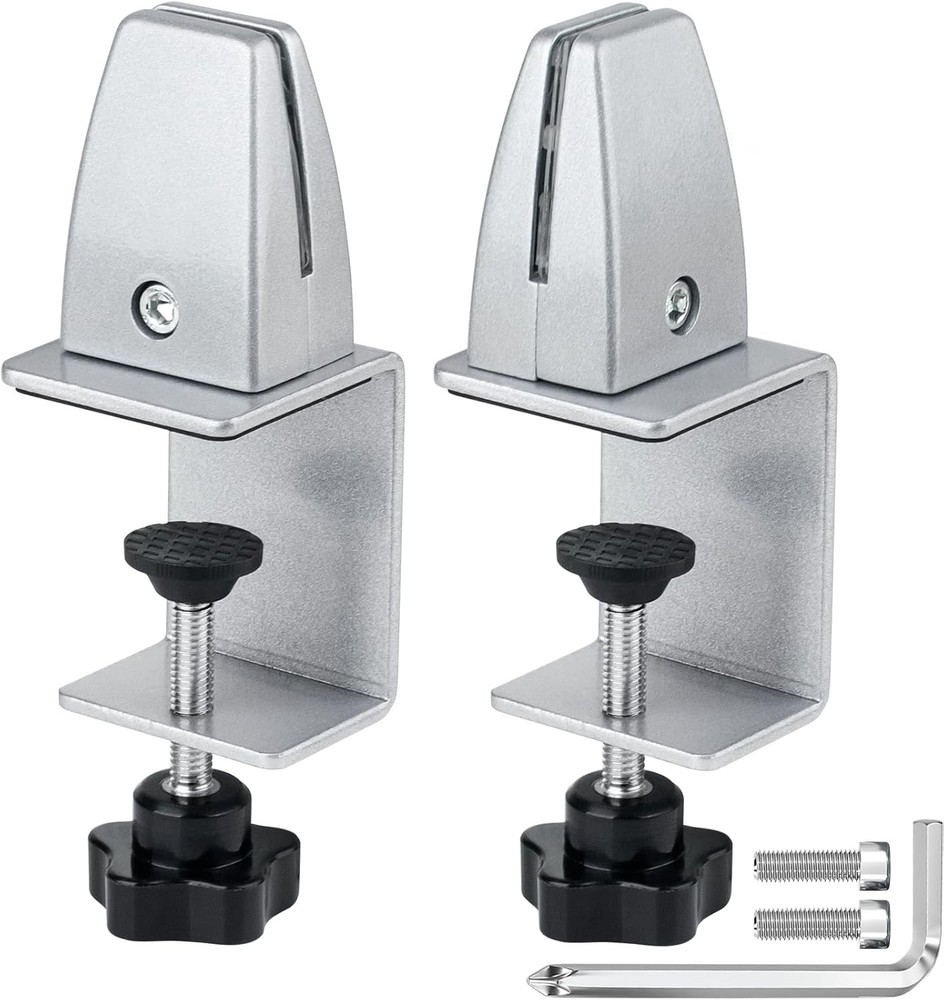 2 Pack Sneeze Guard Support Adjustable Aluminum Desk Divider Panel Clamp