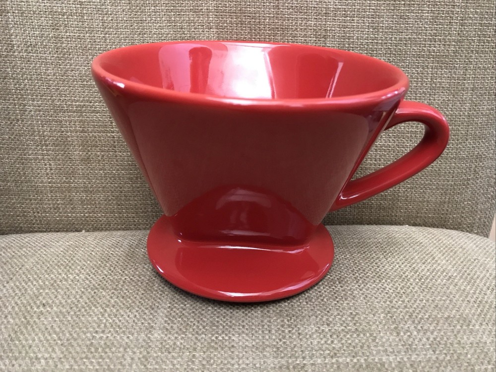 Red Pottery Pour Over Coffeee Maker Large
