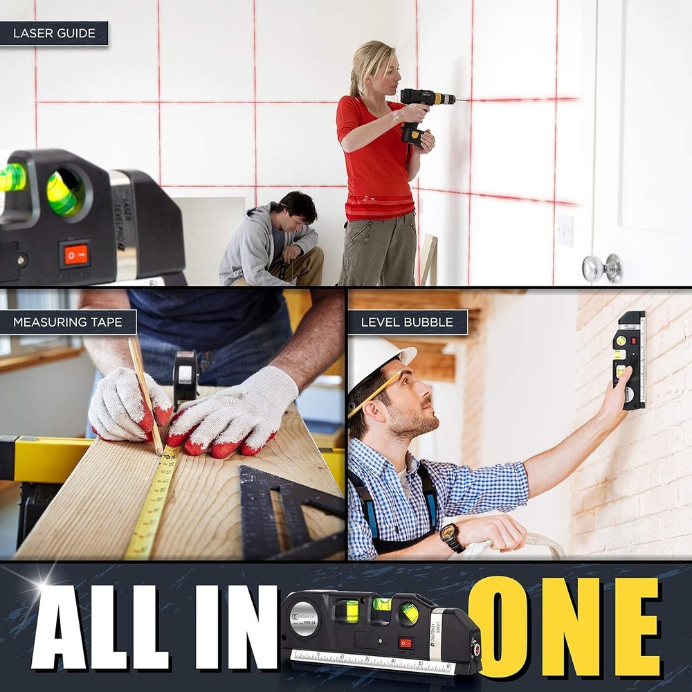 Stud Finder & Multifunction Device (Laser Level line, Black and Orange