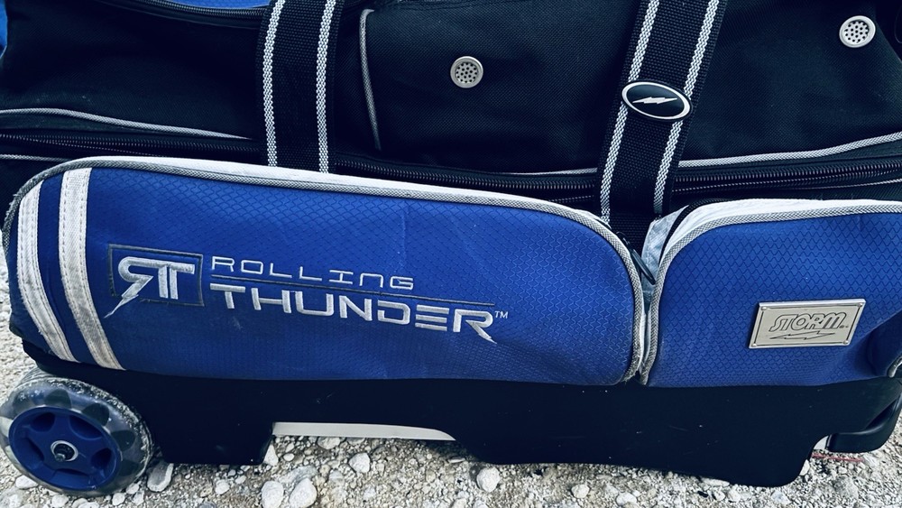 Storm Rolling Thunder 3-Ball Roller Bowling Bag Blue Carry Handle Wheels