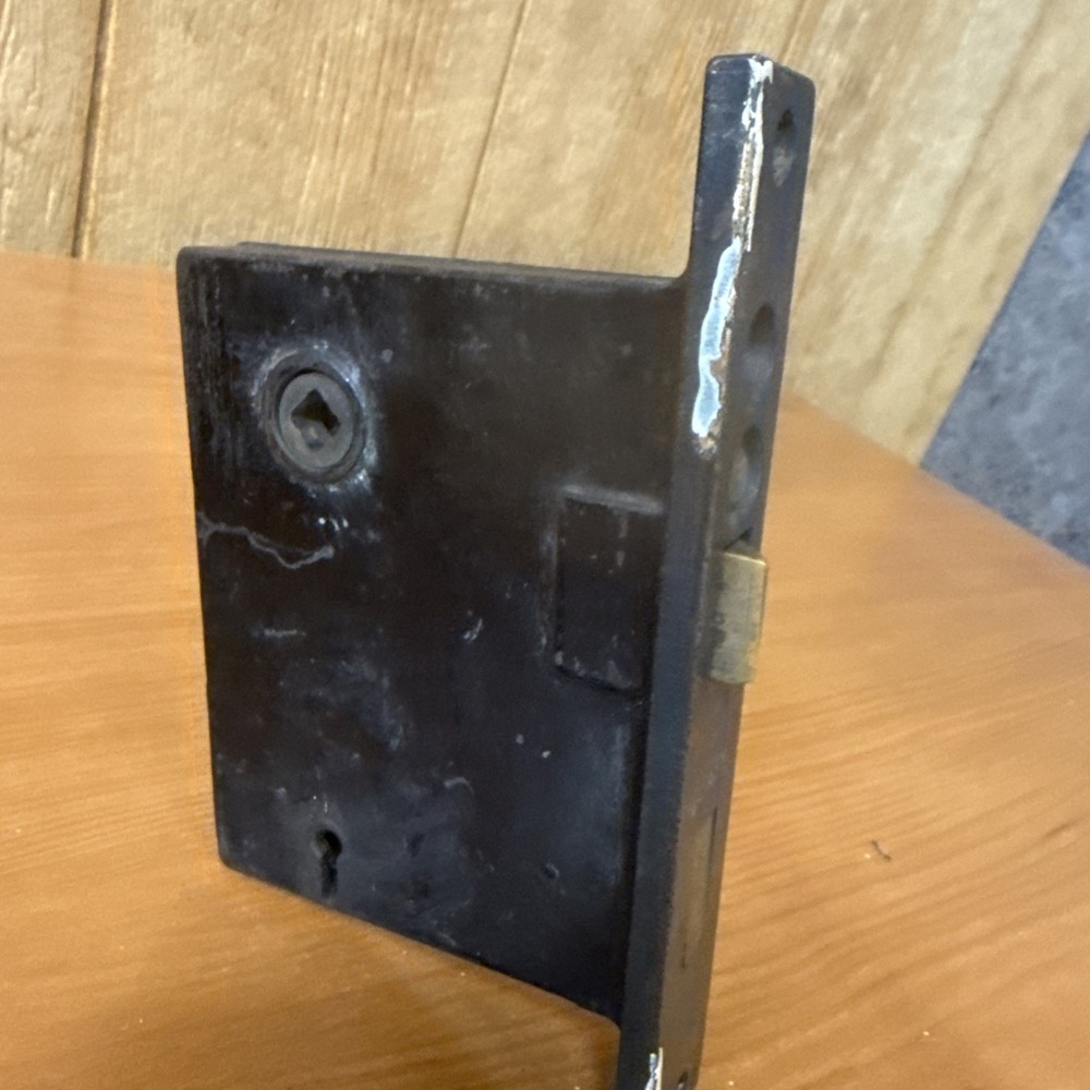 Vintage Mortise Door Lock with Latch, Dead Bolt & Solid Brass Faceplate