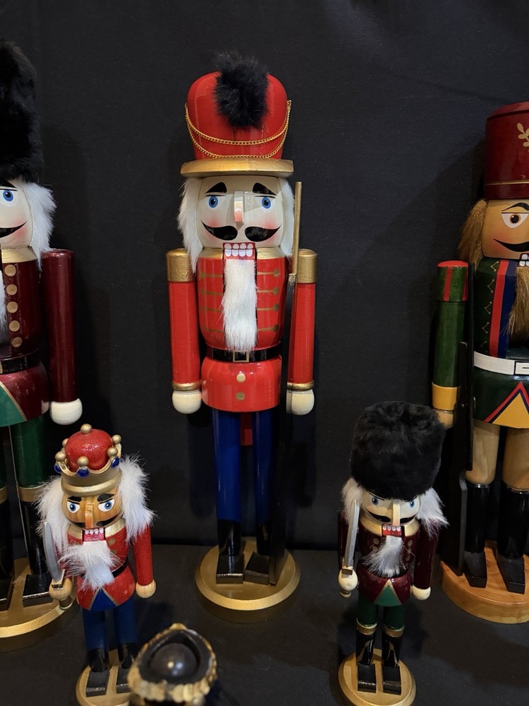 Lot Wood Nutcracker Christmas Decor Set Large Medium Small Holiday Display