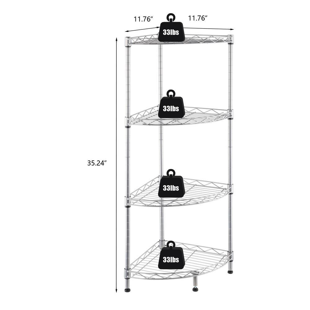4 Tier Corner Shelf Rack Kitchen Bathroom Storage Wire Organizer Space Saving
