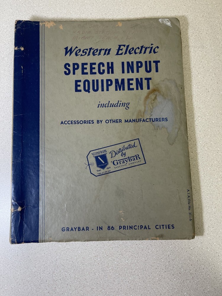 Western Electric Speech Input Equipment Catalgue