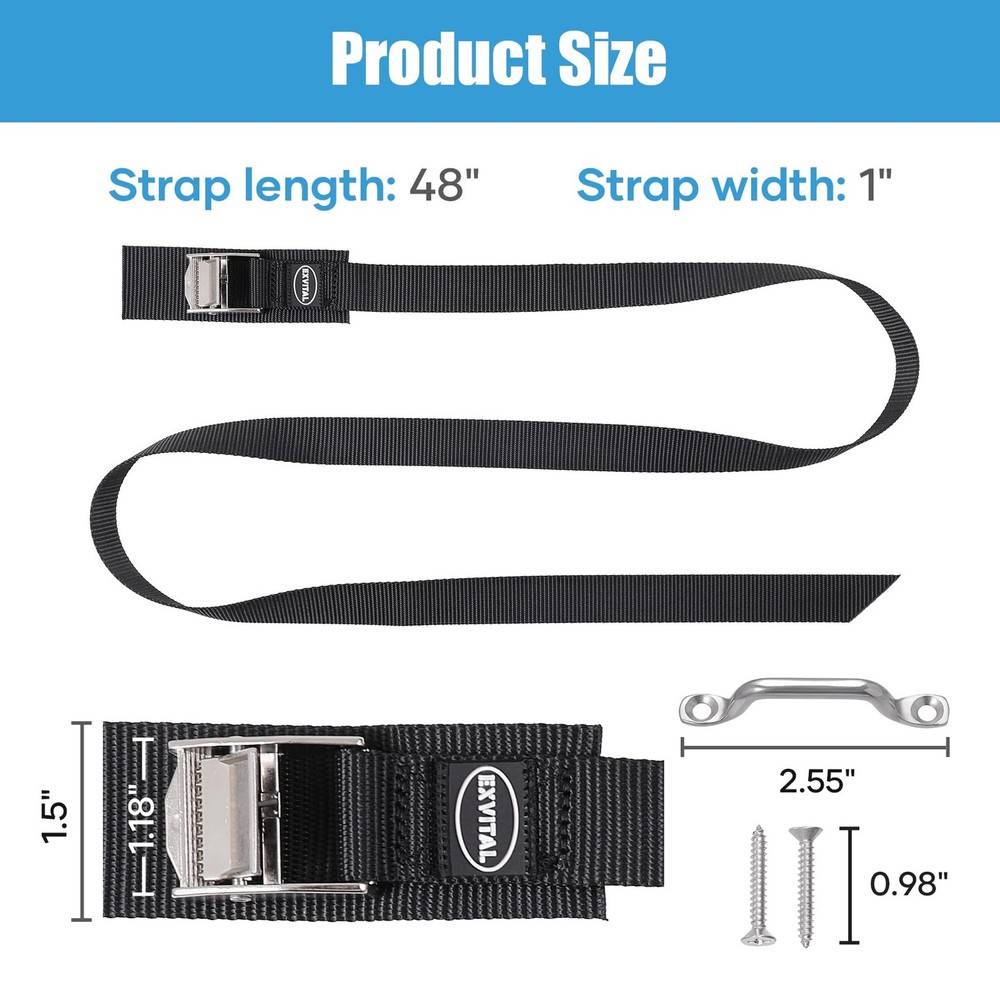 Battery Tie Down Strap Hold Down Kit, 1" x 48" Cooler Tie Down Kit