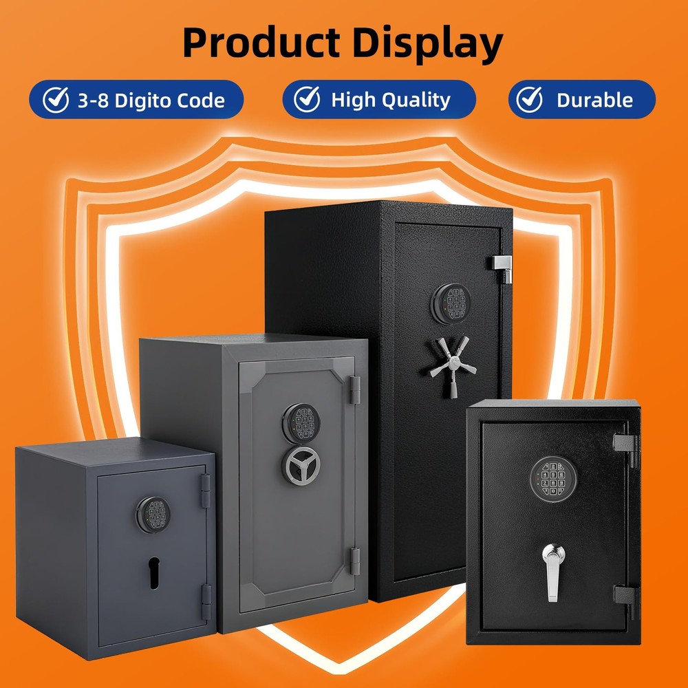 Electronic Safe Lock Replacement Keypad with Solenoid Lock, Gun Black