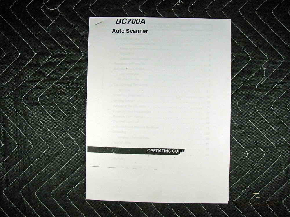 Bearcat BC700A Auto Scanner Manual