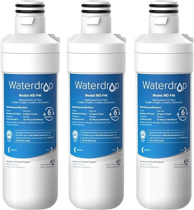 Waterdrop Replacement for LG® LT1000P® ADQ74793501 Refrigerator Water Filter