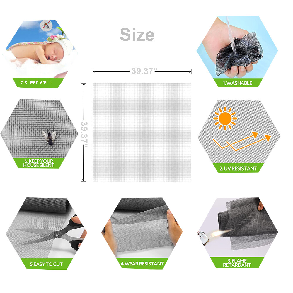 Doors Windows Screen Replacement PVC / nylon Screen Mesh Roll Cuttable DIY